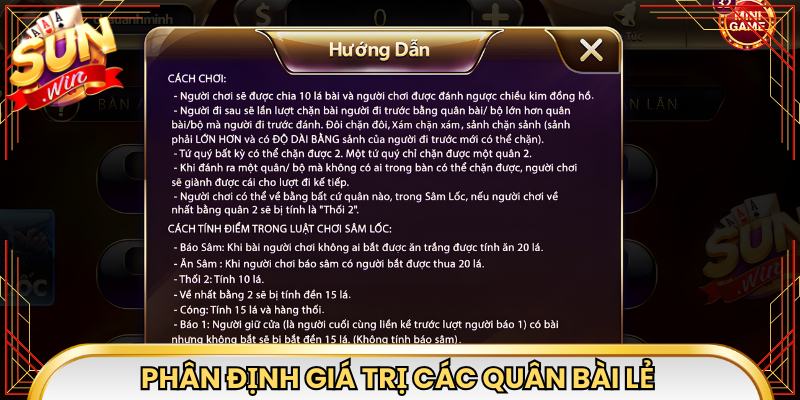 Phân định giá trị các quân bài lẻ từ thấp đến cao