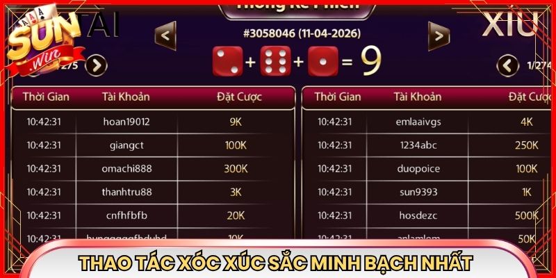 Thao tác xóc xúc sắc minh bạch nhất